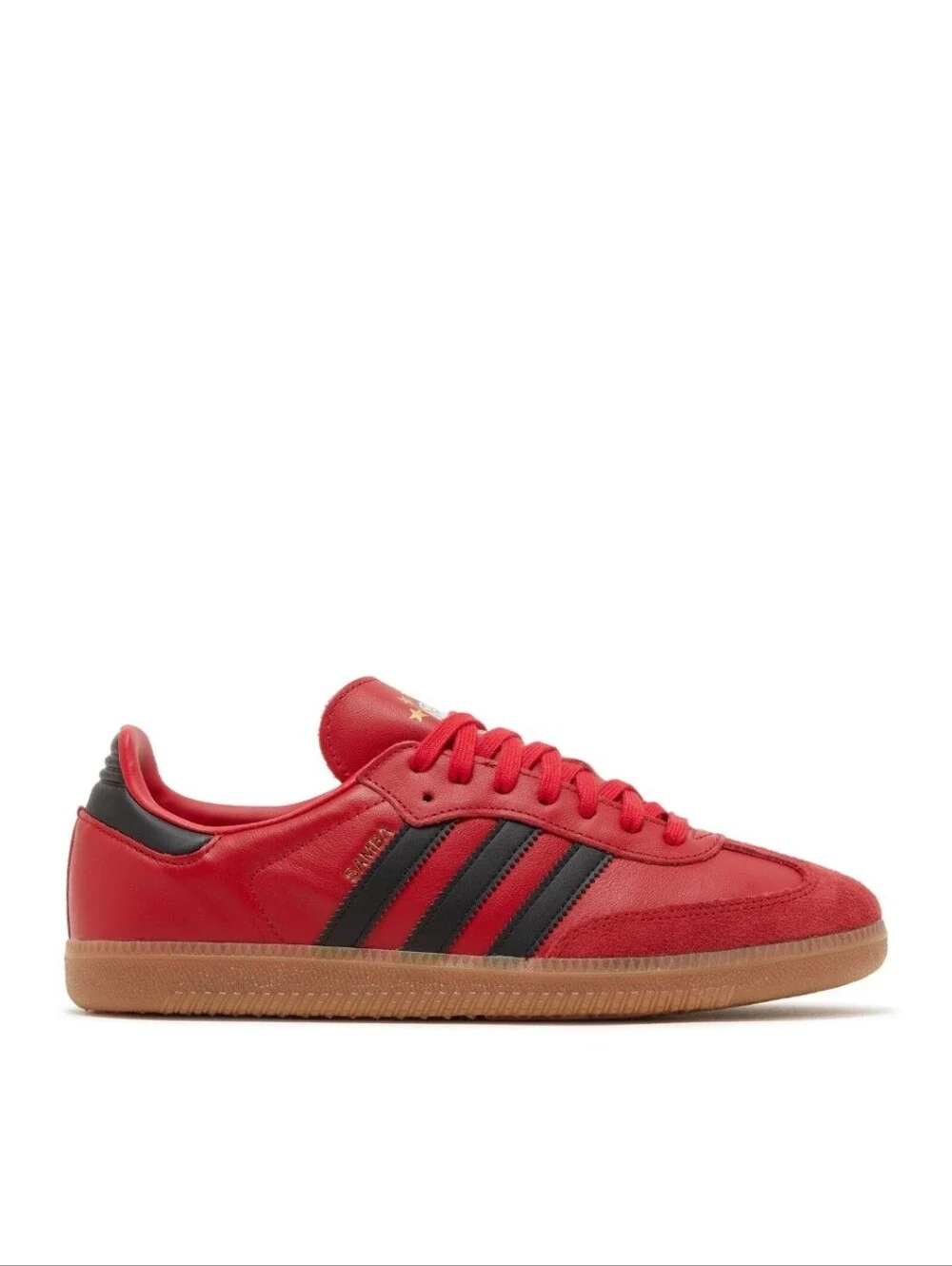 Adidas Samba Red Leather Sneaker with Black Stripes